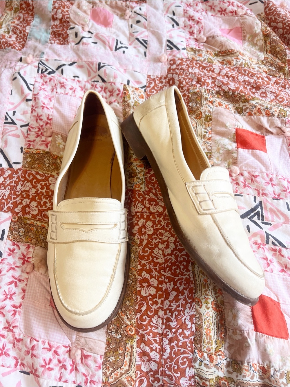 Sezane Cream Leather Penny Loafers - Picture 3 of 7
